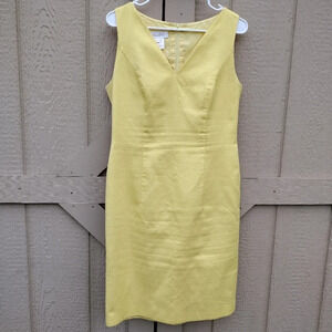 Escada margaretha ley Vintage Cotton Shift Dress SZ 40 Yellow